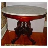 Walnut Marble top oval stand
