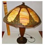 Signed Slag Glass Lamp