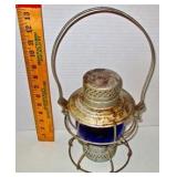 E & N Railroad Lamp w/ Blue Globe