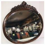 Oak Oval Beveled Mirror