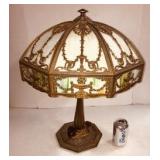 Paneled Slag Glass Lamp