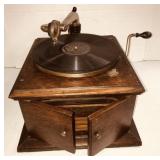 Oak Wind-Up Phonograph- Working!