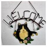 Vintage Cat Welcome Sign