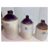3 Graduated Stoneware Jugs