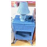 Wicker Sewing Stand & Lamp