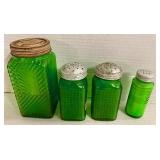 Green Glass Kitchen Jars