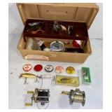 Tackle Box w/ Pins, Lures, Reels