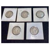 5 Standing Liberty Quarters