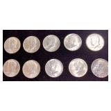 10 Silver 1964 JFK Half Dollars