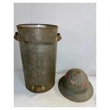 WW I Helmet & Metal Pail