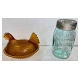 Chicken Dish & Early Mason Jar