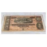 1864 Confederate 10 Dollar Bill