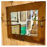 Oak Mirror w/ Hooks