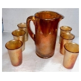 Carnival Glass "Tree Bark" Water Set