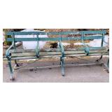Vintage Large Metal & Wood Bench