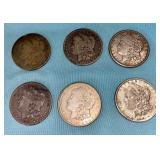 6 MORGAN SILVER DOLLARS