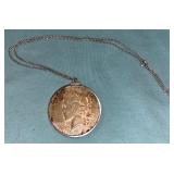 1928 PEACE DOLLAR ON SILVER CHAIN