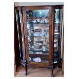 Oak China Cabinet & Contents