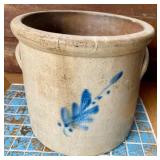 Crock with Blue Leaf