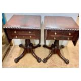 Pair of 2 drawer clawfoot stands