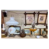 Oil Lamps & Walnut Frames