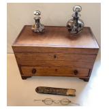 Wooden Box & Silver overlay Jars