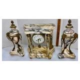 French Marble Clock Set