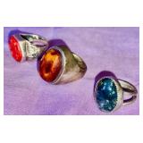 3 Sterling Rings w/ Stones
