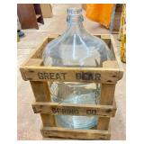 Glass Water Jug w/ Original Wood Crate