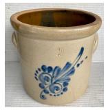 Crock w/ Blue Decoration