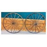 Pair of Wood Wagon Wheels