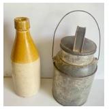 MIlk Pail & Stoneware Bottle