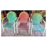 3 Metal Lawn chairs