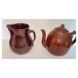 Brownware Tea Pot & Pitcher