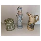 Porcelain Figure, Jar & Pitcher