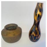 Copper & Art Glass Vases