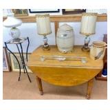 Drop Leaf Table, Stoneware, Lamps