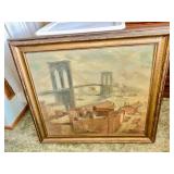 Early Brookly Bridge Signed Painting