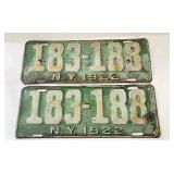 Pair of 1922 NY License Plates