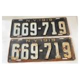 Pair of 1919 NYU License Plates