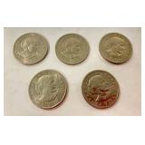 5 Susan B Anthony Dollars