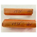 Roll of 1974 & 1975 pennies