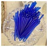 Cobalt Blue Glass Swizzle Sticks