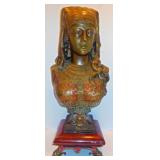 Antique Bronze Signed Z. Rimbez, 26" tall, on Brass & Marble Plynth