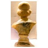 Antique White Marble Bust Flapper Style  Subject - 22" on Marble Plynth, Signed CHARNY on back