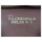 pair of leather mail bags - 1 signed F.C. Chisholm Delhi, NY