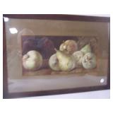 framed fruit  painting signed AE Morgan