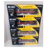 4 K-LINE SANT FE DIE CAST FREIGHT CARS