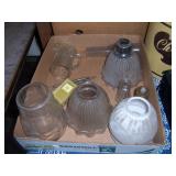 box of lamp shades & etc