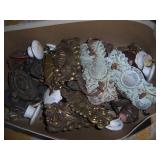 box of pulls & knobs - wood & brass